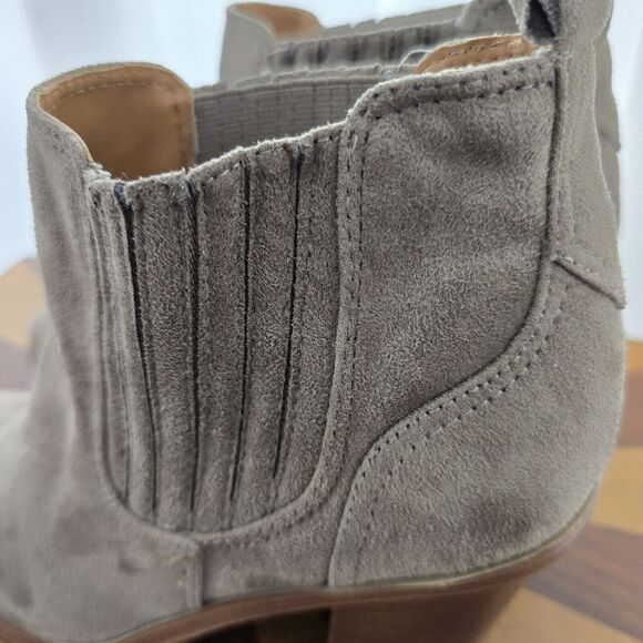 Nine West Mayley Block Heels Ankle Chelsea Boots Sz 8.5 Womens Stone Gray Taupe - Picture 16 of 16